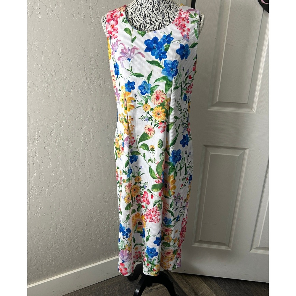 Travel Elements Maxi Dress Womens XL Floral Sleeveless Stretch A Line Silhouette